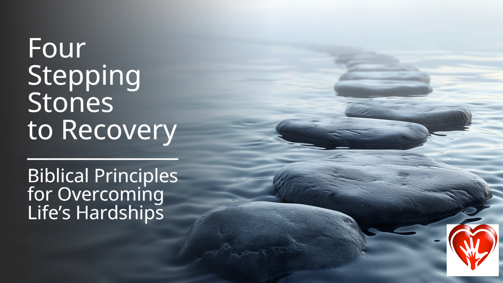 The image is a series of roughly hewn flat stones stretching out over the water